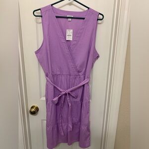 New J Crew Factory Faux Wrap Sleeveless Dress Bright Lilac Purple Size 14